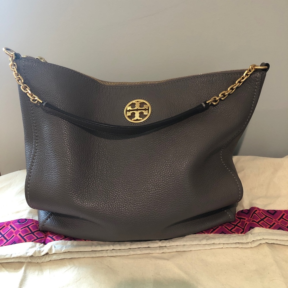 Tory Burch Carson Hobo Bag  silver Maple   dust bag included